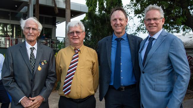 Vic Ludwig, Peter Atkinson, Lincoln Jenkin and Sean Bowden at the 2023-24 NTFL Nichols awards night. Picture: Pema Tamang Pakhrin