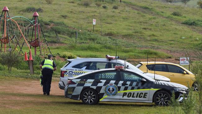 Police near the scene of the fatal crash. Picture: Jason Katsaras