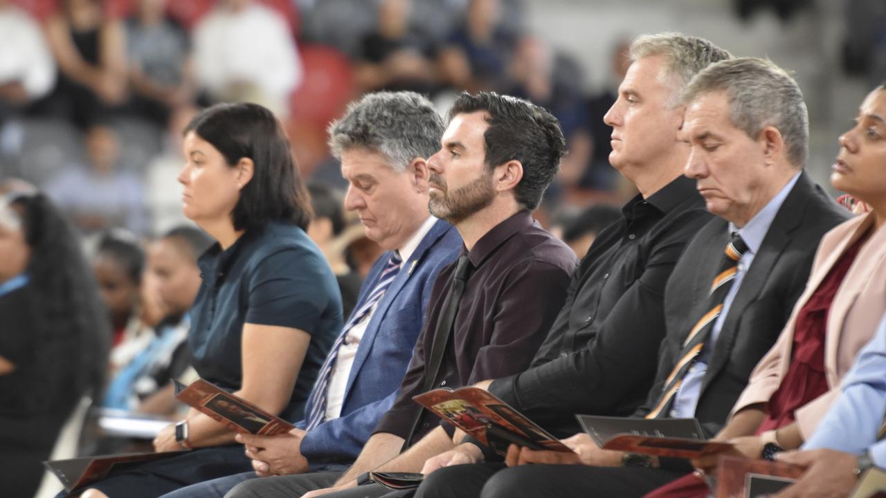 Territory politicians attend the state funeral for Dr Bush Blanasi on Friday, December 15.