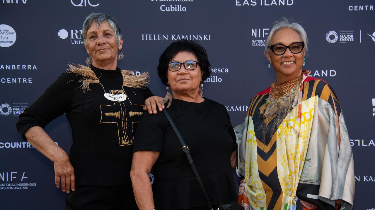 Dandaloo Su, Coleen Tighe Johnson and Kim Whiteley at the 2024 National Indigenous Fashion Awards (NIFA). Picture: Pema Tamang Pakhrin