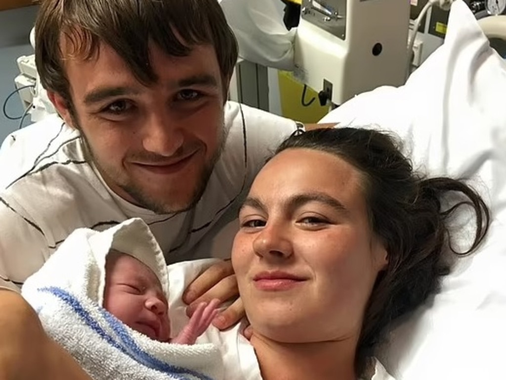 Brayden O’Hanlon and Kesha Pollard with their first child, Tahaleaha. Picture: Facebook