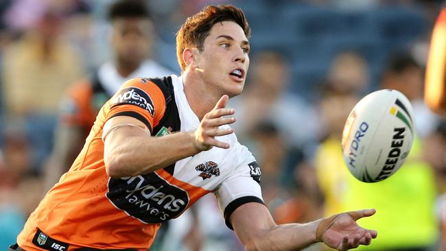 Mitchell Moses starred for the Tigers in the Round 1 win over the Warriors. Picture: Gregg Porteous