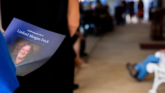 Hundreds attended the funeral service for Nightcliff Friendly Grocer owner Linford Feick on Wednesday, May 7 at Resthaven Chapel. Picture: Pema Tamang Pakhrin