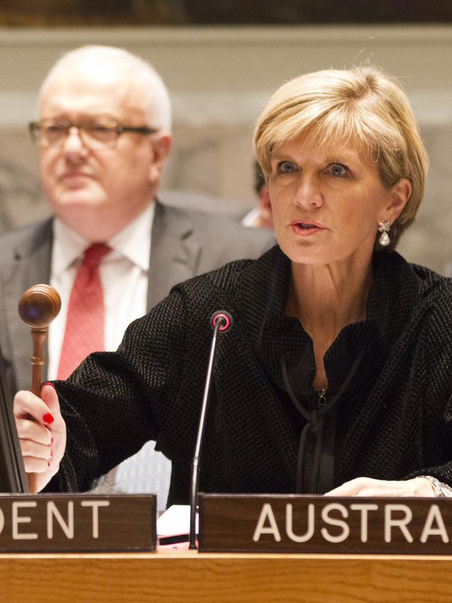 Presiding over the United Nations Security Council meeting on the global response to the ebola crisis in November 2014. Picture: Trevor Collens