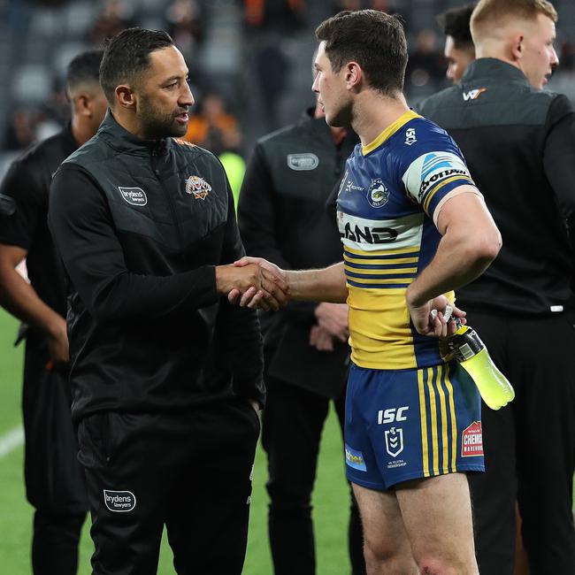 Moses met with Benji Marshall and Tim Sheens as he weighed up his NRL future. Picture: Brett Costello.