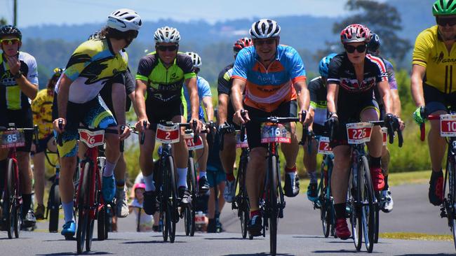 144 people including professional endurance athlete Morgan Pilley (middle) participated in the Clarence Valley 24-Hour Ride For Youth at Junction Hill Criterium Cycle Track on Nov 14-15, 2020. Photo Bill North / The Daily Examiner