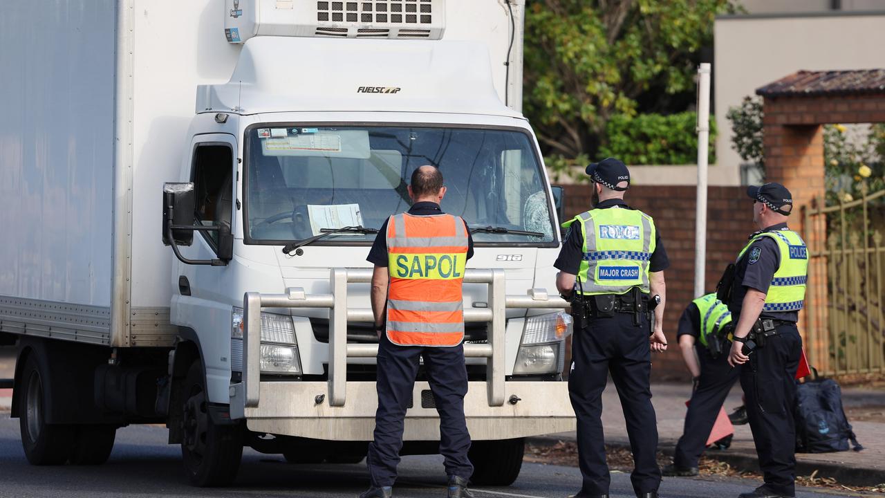 Two teenagers remain in hospital after they were struck by a truck on Wednesday morning. Picture: NewsWire/David Mariuz