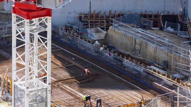 A photo of the pool during early construction periods.