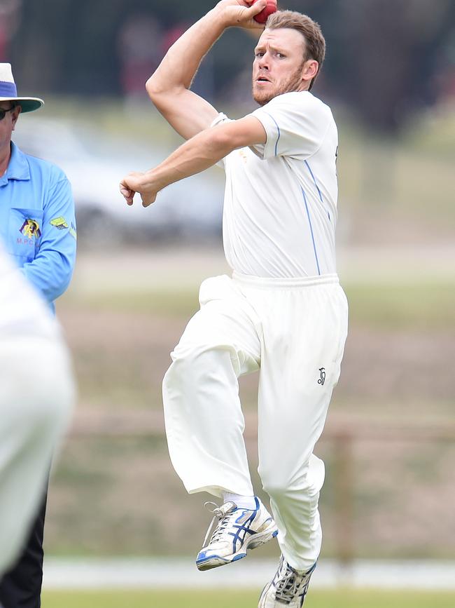 New Dromana captain Ben Brittain bowls for Baxter.