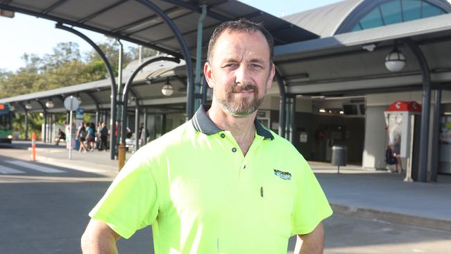 Gold Coast tradie Reuben Budd pools in the morning and takes the train home to Coomera at night so he isn’t stuck on the M1 each day. Photo: Richard Gosling