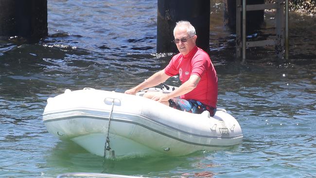 Malcolm Turnbull goes on the harbour for a year-ending frolic yesterday. Picture: Matrix