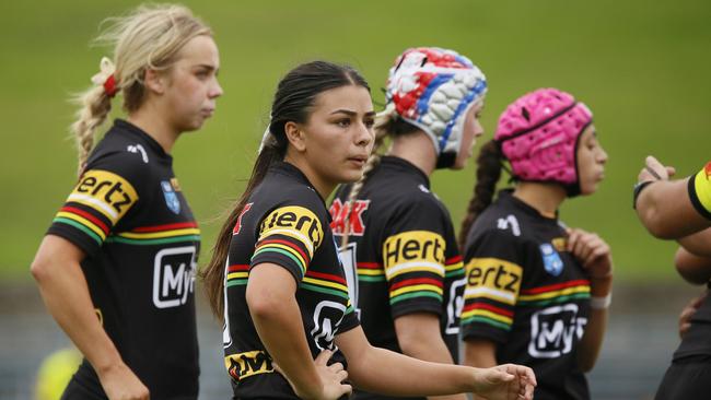 Penrith Panthers players come together during a recent Lisa Fiaola Cup match at Henson Park. Picture: Warren Gannon Photography.