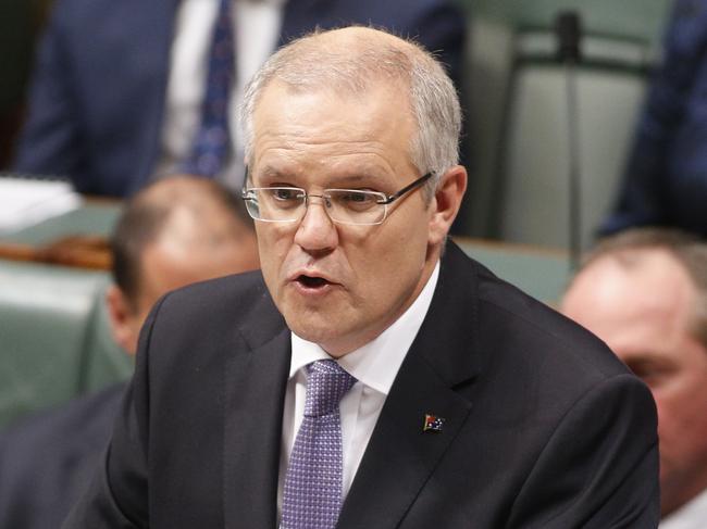 The Treasurer Scott Morrison during his second Budget speech in the House of Representatives in Parliament House Canberra. Picture Gary Ramage