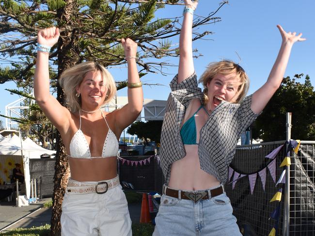 Charlotte Maher and Millie Miller at day 3 of the 2023 Caloundra Music Festival. Photo: Elizabeth Neil