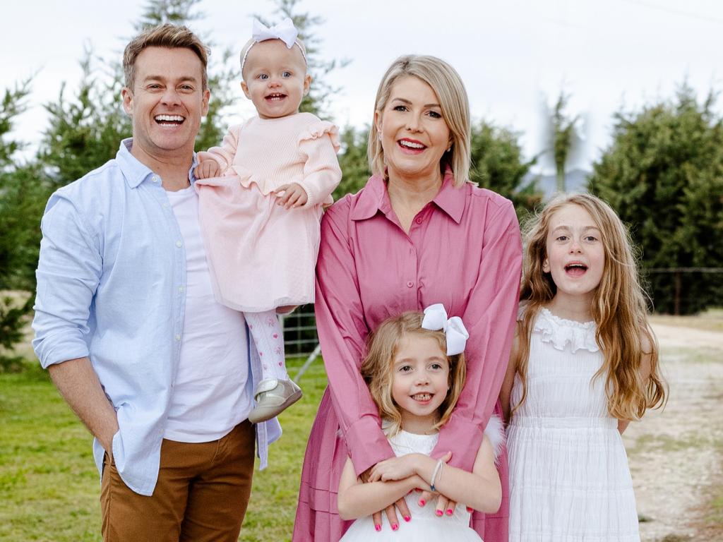 Media personalities Grant and Cheryl ‘Chezzi’ Denyer with daughters Sunday, Scout and Sailor.