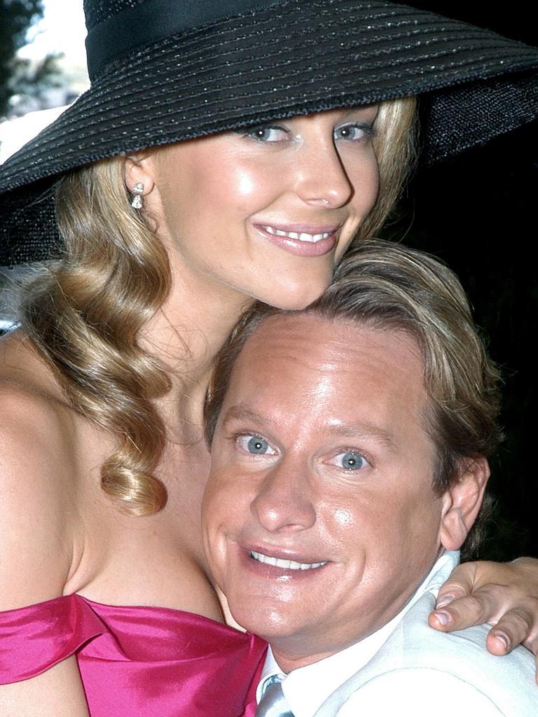 2007: Jennifer Hawkins with TV presenter fashion expert Carson Kressley at Melbourne Cup. Picture: News Corp