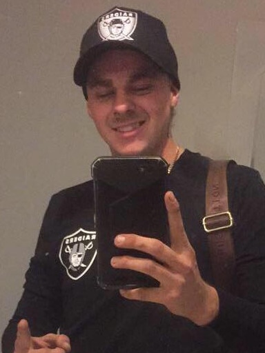 Dylan Bock wearing Oakland Raiders clothing. Picture: Facebook.