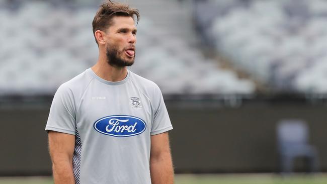 Superstar forward Tom Hawkins has resumed running after foot surgery. Picture: Mark Wilson