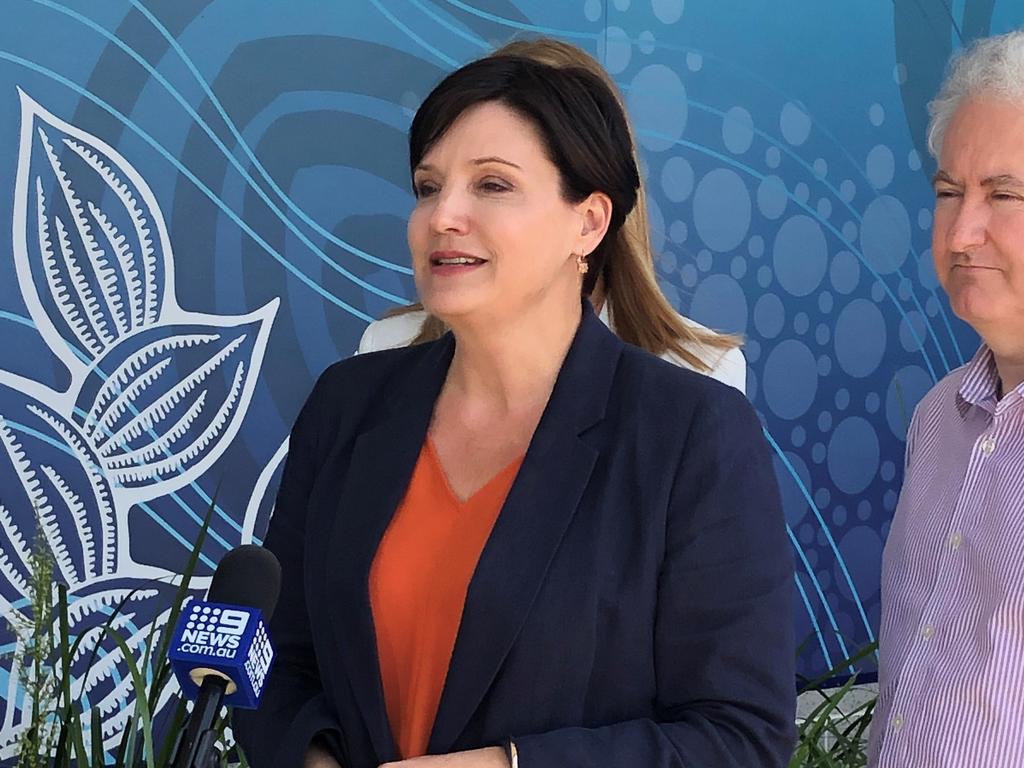 NSW Opposition Leader Jodi McKay outside the Tweed Heads Police Station, calling on the state government to dispatch more police officers to the Tweed-Byron command.