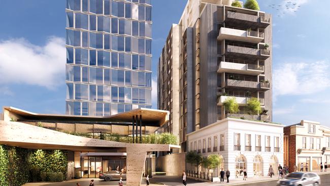 An artist’s impression of Fragrance Group’s hotel proposal as seen from Elizabeth St. Picture: SUPPLIED