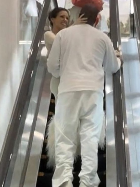 Bianca Censori and Kanye West appeared to pack on the PDA in Tokyo this week. Picture: BackGrid