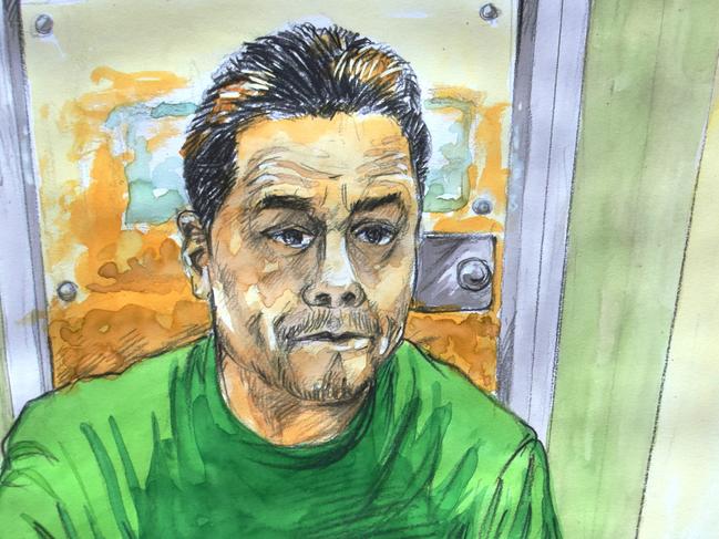 SYDNEY, AUSTRALIA - NewsWire Photos MAY 12th  2022:  Court drawing of  Jarryd Hayne as he sat in the dock at Downing centre court Picture: NCA NewsWire / Vincent de Gouw