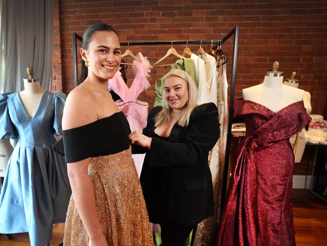 Indiana Putra, fiancee of Geelong star Jeremy Cameron at a Brownlow fitting with local designer Silvana Tedesco. Picture: David Caird