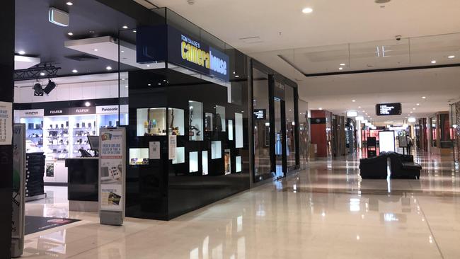 There were no bustling crowds but some shops continue to trade at Westfield Parramatta.