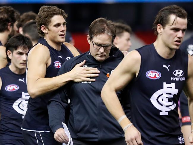 Teague has been under the pump for much of his time in charge. (Photo by Michael Willson/AFL Photos via Getty Images).