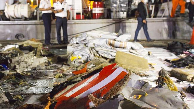 Wreckage from the Lion Air flight. Picture: Ed Wray/Getty