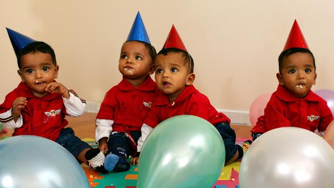 Brian, Kevin, Ryan and Dylan celebrate their first birthday.