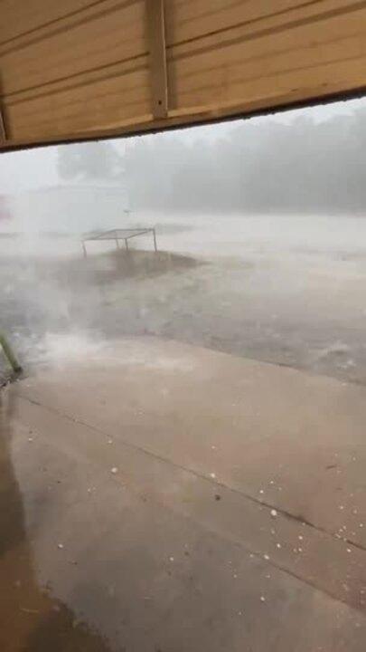 Hail Lashes Southern Oklahoma Amid Deluge