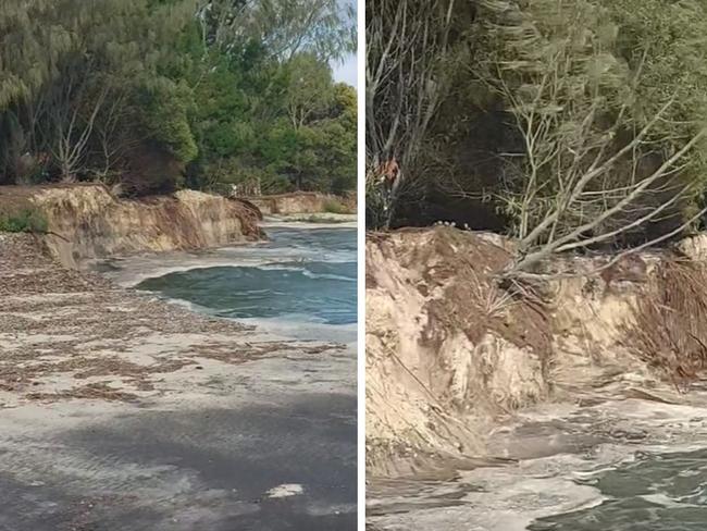 Inskip Point Visitor Katrina Karhula caught the latest landslip in action, sharing footage of the disappearing land on the popular Wordâs Out Rainbow Beach Facebook page, on Saturday July 6, 2024.