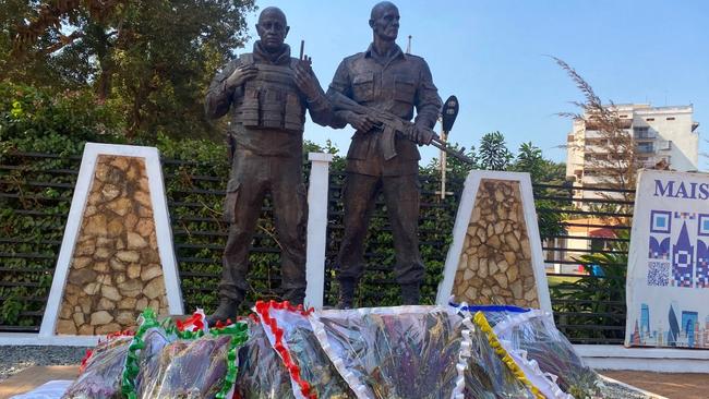 Statues of Yevgeny Prigozhin and Dmitry Utkin, his second-in-command, were unveiled last month in Bangui. Picture: Annela Niamolo/AFP/Getty Images