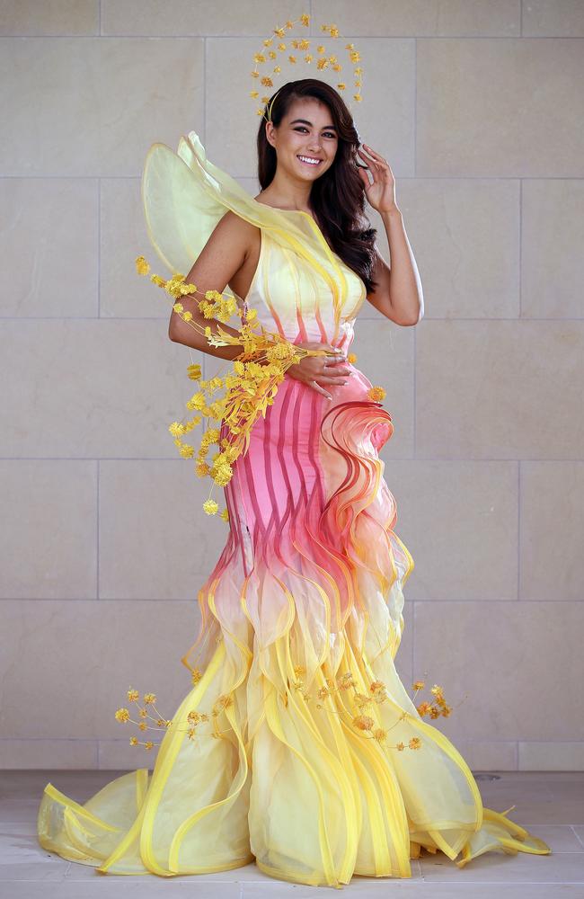 Miss Universe Australia Francesca Hung’s wattle inspired national