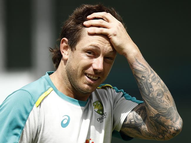 MELBOURNE, AUSTRALIA - DECEMBER 23: James Pattinson of Australia trains during an Australian Nets Session at the Melbourne Cricket Ground on December 23, 2020 in Melbourne, Australia. (Photo by Daniel Pockett/Getty Images)