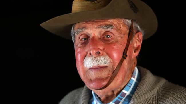 Bob Semple, 98, president of the Melbourne-based Rats of Tobruk Association and, below, during the war years. Picture: Aaron Francis