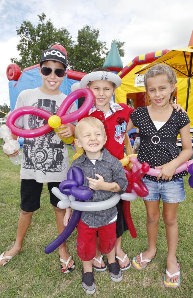 Braydan (left) and Kayleigh (right) Miller with their friends Codi (middle) and Cooper (front) Foord at the Ipswich Turf Club for the New Year’s Eve celebration in 2009. Picture: Sarah Harvey