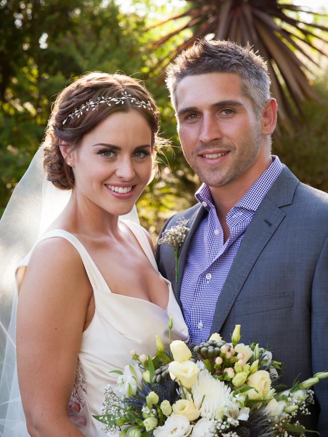 Kate Collins and Leigh Rebbeck on their wedding day. Picture: Advertiser Library