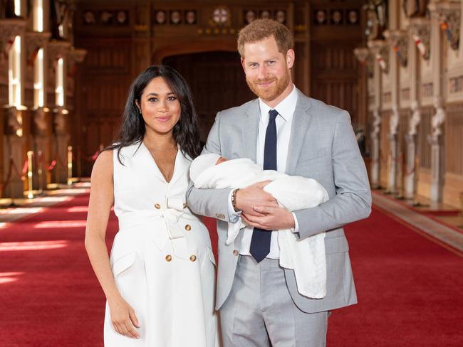 Prince Harry, Duke of Sussex and Meghan, Duchess of Sussex, pose with their newborn son Archie Harrison Mountbatten-Windsor. Picture: Dominic Lipinski – WPA Pool/Getty Images