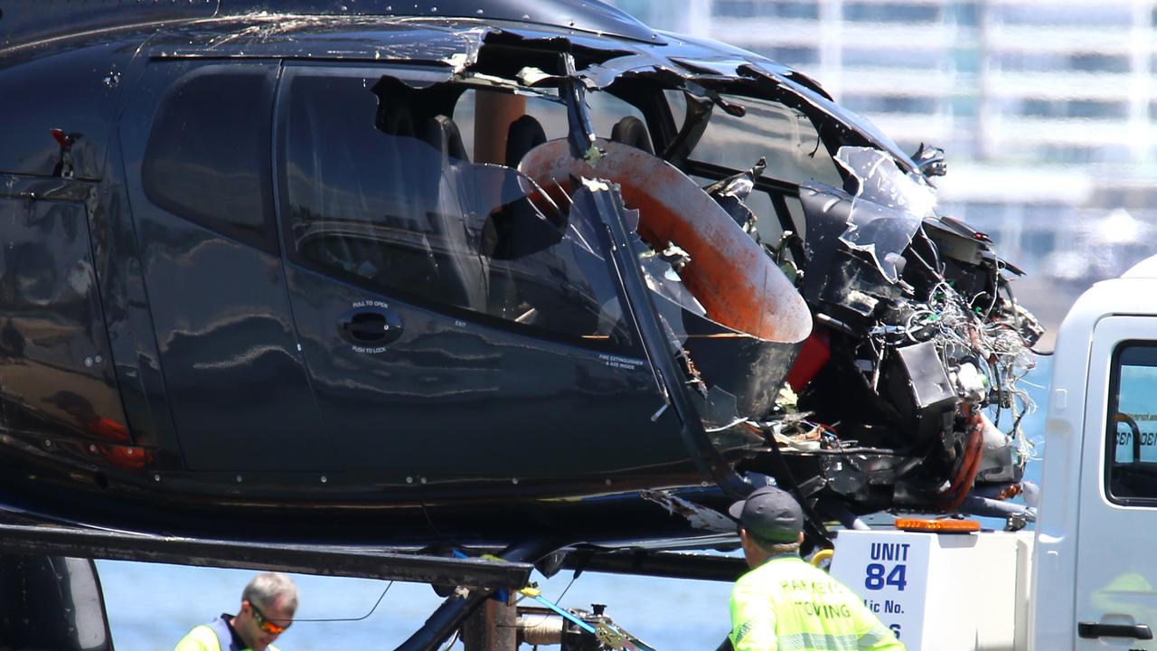 One of the Sea World choppers following the horror crash earlier this year. Picture: NewsWire / David Clark