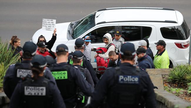 The protesters took to the streets to voice their displeasure with Victoria’s lockdown. Picture: Alex Coppel.