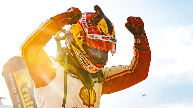 Scott McLaughlin celebrates the win. Picture: AAP