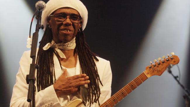 Nile Rodgers performs at Glastonbury Music Festival site. Photo: AP