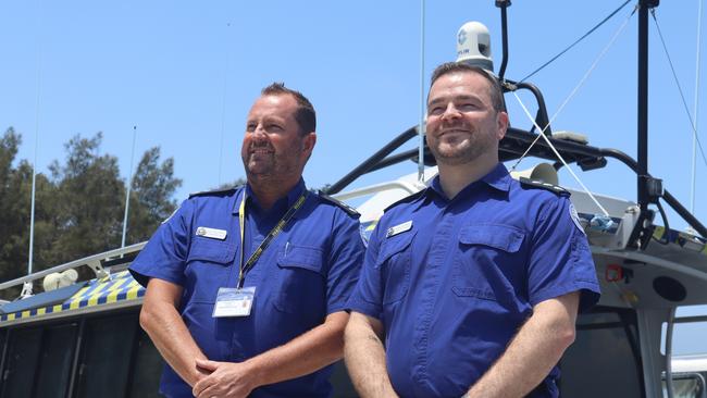 Marine Rescue Acting Deputy Commissioner Dan Duemmer and Botany Port Hacking Unit Commander Aaron Blackwell. Picture: Marine Rescue NSW