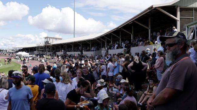 Crowds during the Hillcrest tribute game between Richmond and Hawthorn at Devonport. Picture: Grant Viney