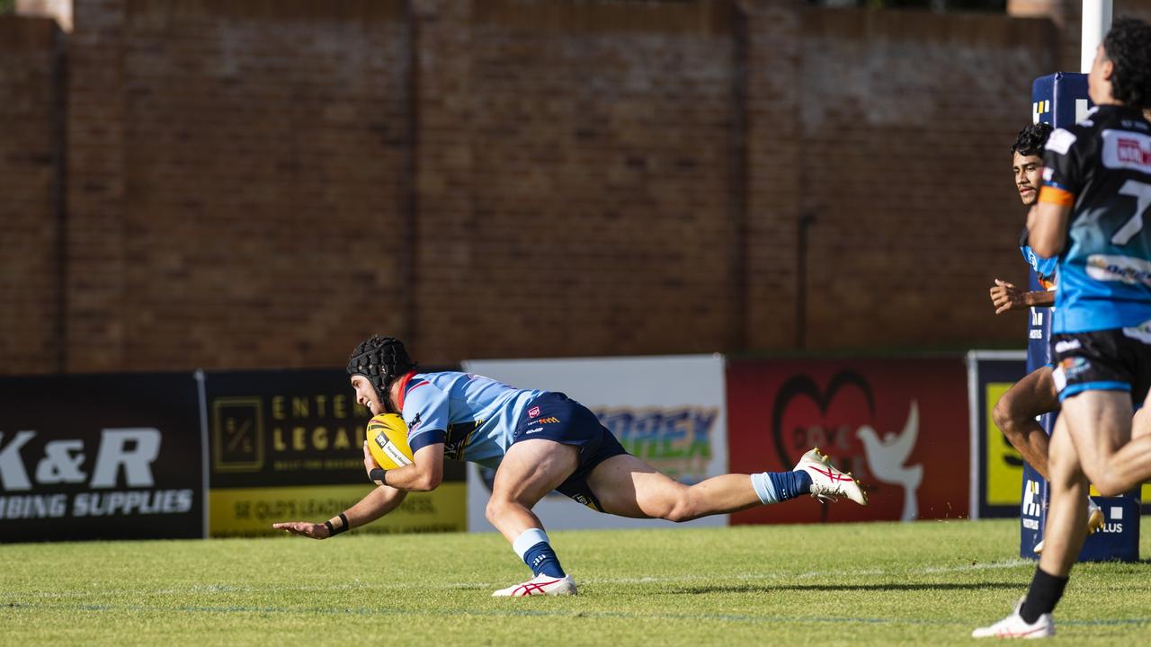 Thomas Hatch (pictured scoring a try for the Western Clydesdales) scored three tries for Wattles at the weekend. Picture: Kevin Farmer