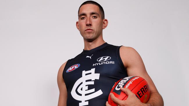 Carlton’s Jacob Weitering was the victim of an elaborate scam. Picture: Dylan Burns