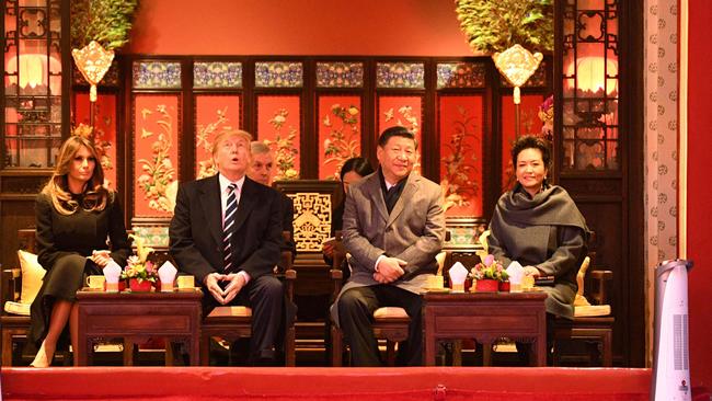 Donald and Melania Trump with China's President Xi Jinping and his wife Peng Liyuan during a tour of the Forbidden City in Beijing in 2017. Picture; AFP/