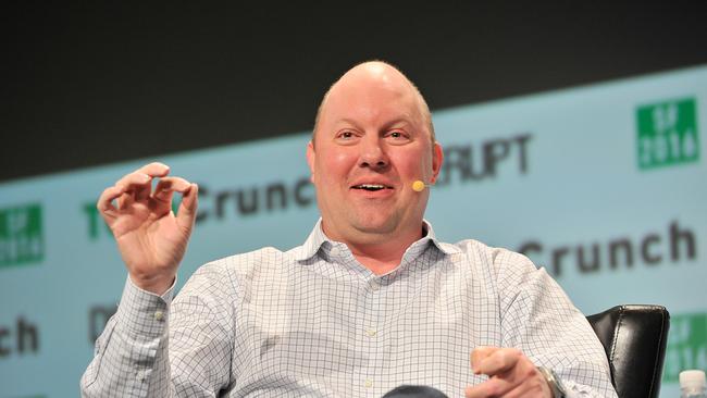 Entrepreneur Marc Andreessen runs venture capital firm Andreessen Horowitz, or a16z. Picture: Steve Jennings/Getty Images for TechCrunch